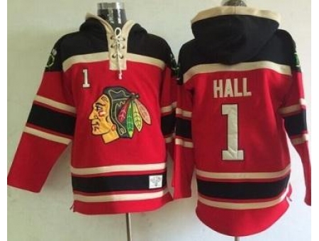 Chicago Blackhawks #1 Glenn Hall Red Lace-Up NHL Jersey Hoodie