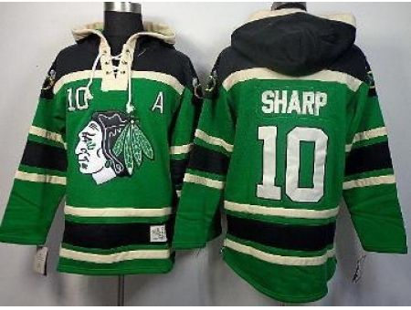 Chicago Blackhawks 10 Patrick Sharp Green Lace-Up Hoodies