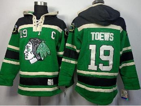 Chicago Blackhawks 19 Jonathan Toews Green Lace-Up Hoodies