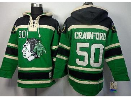 Chicago Blackhawks 50 Corey Crawford Green Lace-Up Hoodies