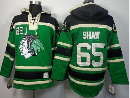 Chicago Blackhawks 65 Andrew Shaw Green Lace-Up Hoodies