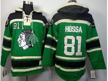 Chicago Blackhawks 81 Marian Hossa Green Lace-Up Hoodies