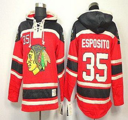 Chicago Blackhawks 35 Tony Esposito Red Lace-Up NHL Jersey Hoodies