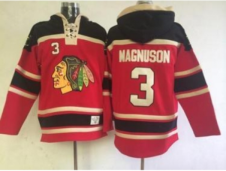 Chicago Blackhawks #3 Keith Magnuson Red Lace-Up NHL Jersey Hoodie