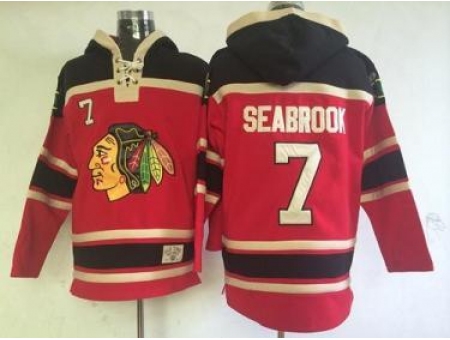 Chicago Blackhawks #7 Brent Seabrook Red Lace-Up NHL Jersey Hoodie