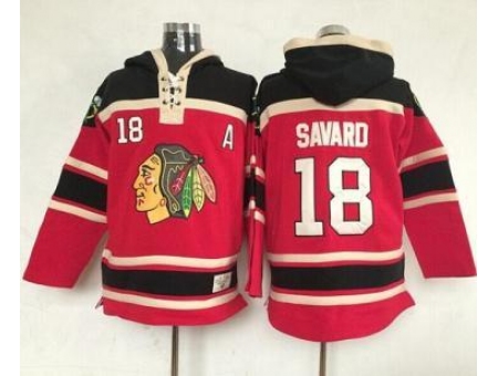 Chicago Blackhawks #18 Denis Savard Red Lace-Up NHL Jersey Hoodie