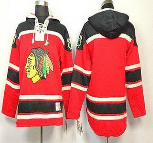 Chicago Blackhawks Blank Red Lace-Up NHL Jersey Hoodies