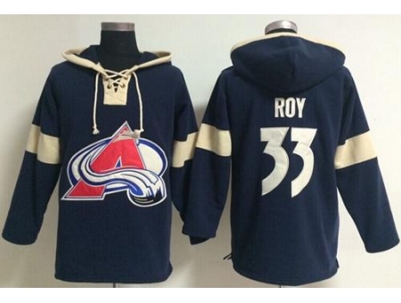 Colorado Avalanche 33 Patrick Roy Blue Pullover Hoodie Jersey