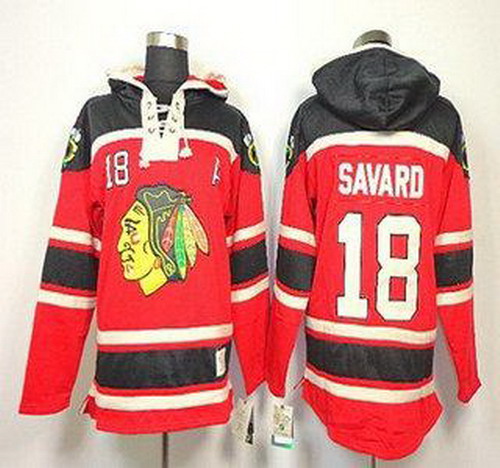 Chicago Blackhawks 18 Denis Savard Red Lace-Up NHL Jersey Hoodies