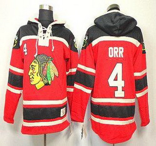 Chicago Blackhawks 4 Bobby Orr Red Lace-Up NHL Jersey Hoodies