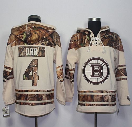 Bruins #4 Bobby Orr Cream Camo Stitched NHL Hoody