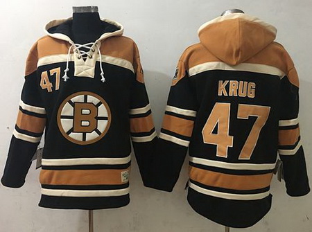 Bruins #47 Torey Krug Black Sawyer Hooded Sweatshirt Stitched NHL Jersey