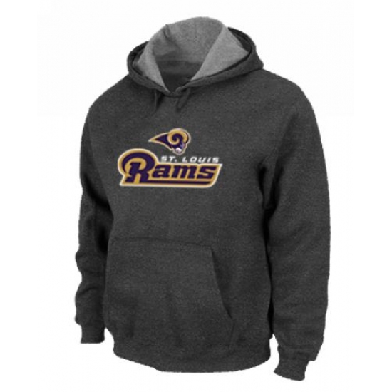 NFL Mens Nike Los Angeles Rams Authentic Logo Pullover Hoodie Dark Grey