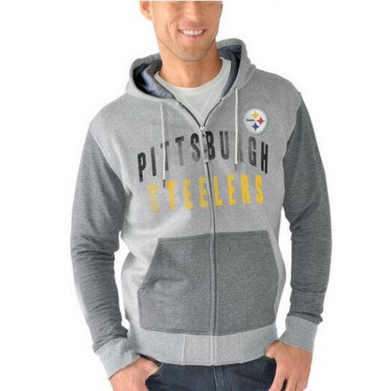 NFL Pittsburgh Steelers G III Sports by Carl Banks Safety Tri Blend Full Zip Hoodie Heathered Gray