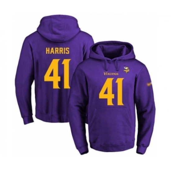 Football Mens Minnesota Vikings 41 Anthony Harris PurpleGold No Name Number Pullover Hoodie