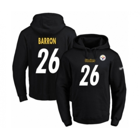 Football Mens Pittsburgh Steelers 26 Mark Barron Black Name Number Pullover Hoodie