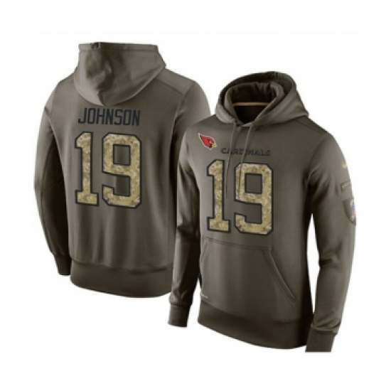 Football Arizona Cardinals 19 KeeSean Johnson Green Salute To Service Mens Pullover Hoodie