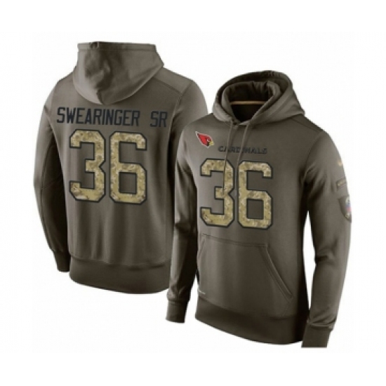 Football Arizona Cardinals 36 DJ Swearinger SR Green Salute To Service Mens Pullover Hoodie