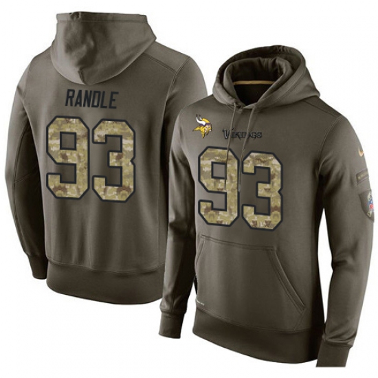 NFL Nike Minnesota Vikings 93 John Randle Green Salute To Service Mens Pullover Hoodie