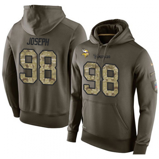 NFL Nike Minnesota Vikings 98 Linval Joseph Green Salute To Service Mens Pullover Hoodie