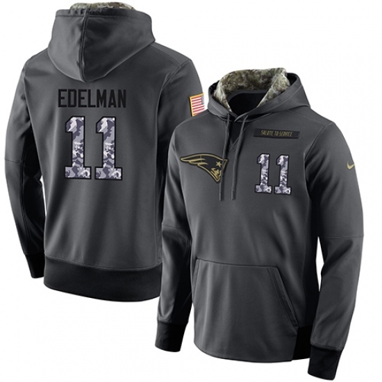 NFL Nike New England Patriots 11 Julian Edelman Stitched Black Anthracite Salute to Service Player P