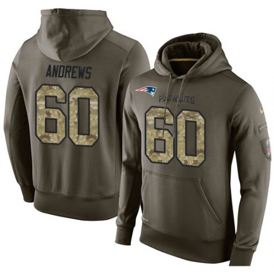 NFL Nike New England Patriots 60 David Andrews Green Salute To Service Mens Pullover Hoodie