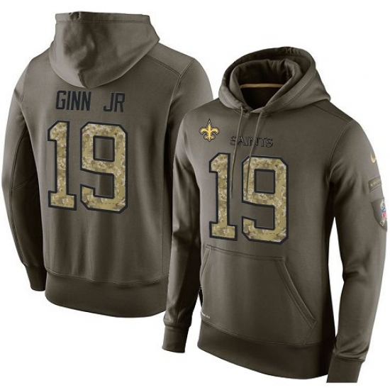 NFL Nike New Orleans Saints 19 Ted Ginn Jr Green Salute To Service Mens Pullover Hoodie