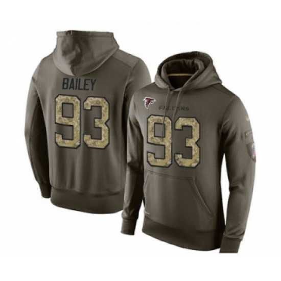 Football Mens Atlanta Falcons 93 Allen Bailey Green Salute To Service Pullover Hoodie