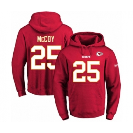 Football Mens Kansas City Chiefs 25 LeSean McCoy Red Name Number Pullover Hoodie