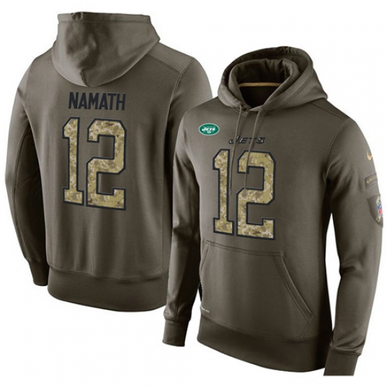 NFL Nike New York Jets 12 Joe Namath Green Salute To Service Mens Pullover Hoodie