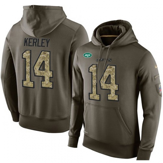 NFL Nike New York Jets 14 Jeremy Kerley Green Salute To Service Mens Pullover Hoodie