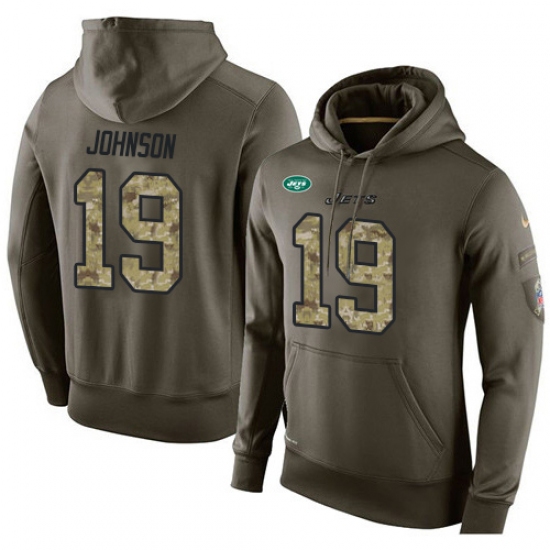 NFL Nike New York Jets 19 Keyshawn Johnson Green Salute To Service Mens Pullover Hoodie