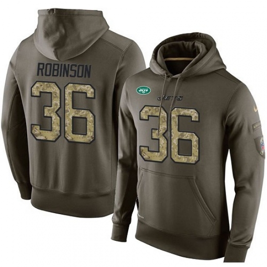 NFL Nike New York Jets 36 Rashard Robinson Green Salute To Service Mens Pullover Hoodie