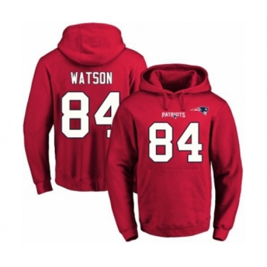 Football Mens New England Patriots 84 Benjamin Watson Red Name Number Pullover Hoodie