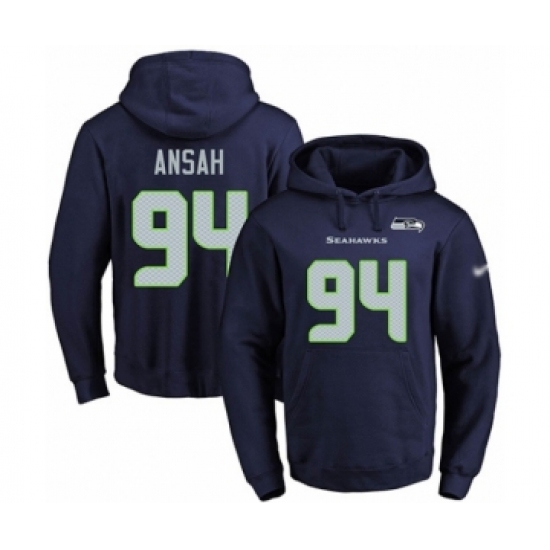 Football Mens Seattle Seahawks 94 Ezekiel Ansah Navy Blue Name Number Pullover Hoodie