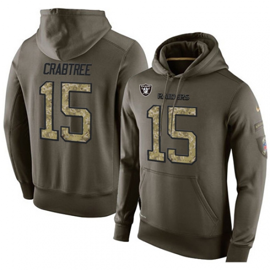 NFL Nike Oakland Raiders 15 Michael Crabtree Green Salute To Service Mens Pullover Hoodie