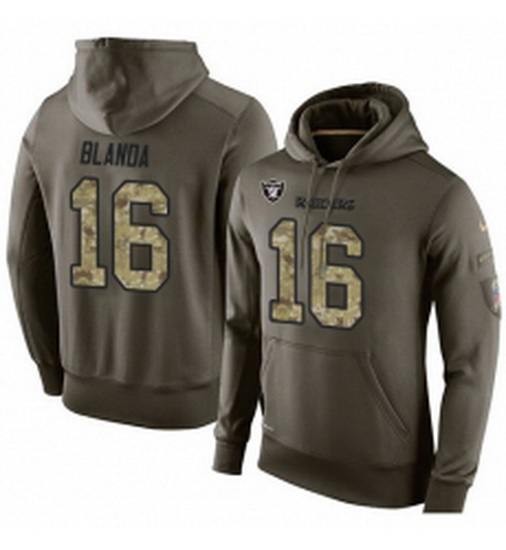 NFL Nike Oakland Raiders 16 George Blanda Green Salute To Service Mens Pullover Hoodie