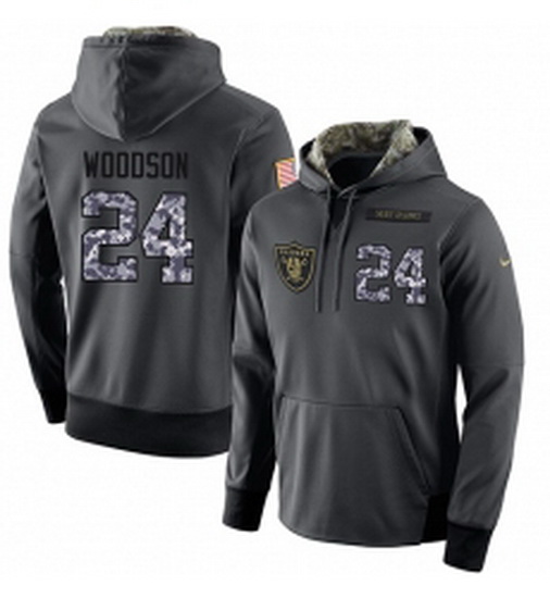 NFL Nike Oakland Raiders 24 Charles Woodson Stitched Black Anthracite Salute to Service Player Perfo