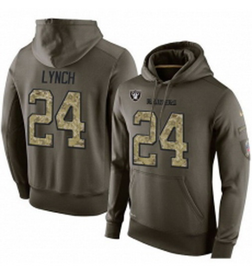 NFL Nike Oakland Raiders 24 Marshawn Lynch Green Salute To Service Mens Pullover Hoodie