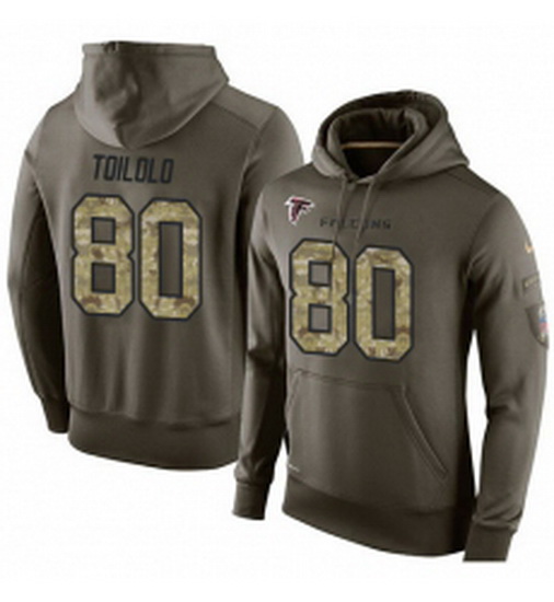 NFL Nike Atlanta Falcons 80 Levine Toilolo Green Salute To Service Mens Pullover Hoodie