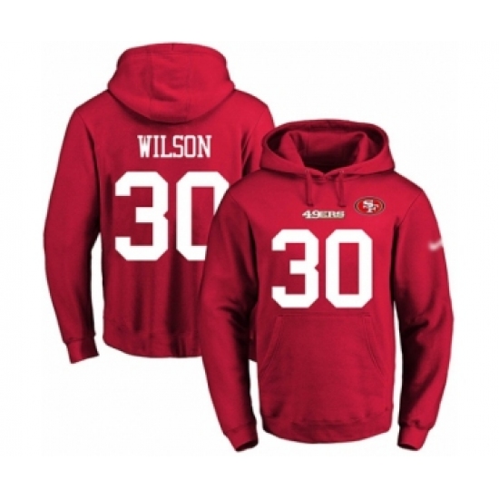 Football Mens San Francisco 49ers 30 Jeff Wilson Red Name Number Pullover Hoodie