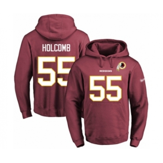 Football Mens Washington Redskins 55 Cole Holcomb Red Name Number Pullover Hoodie