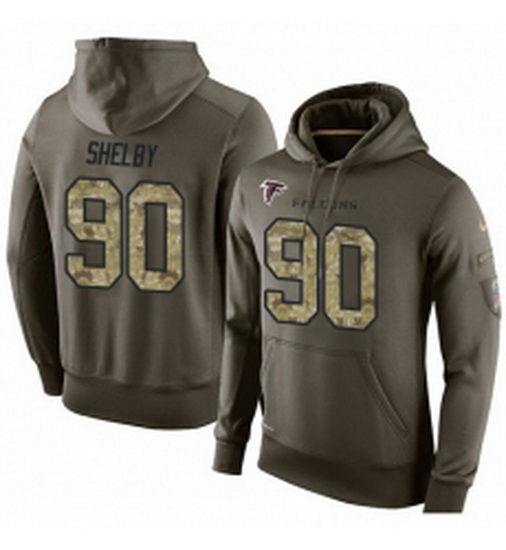 NFL Nike Atlanta Falcons 90 Derrick Shelby Green Salute To Service Mens Pullover Hoodie