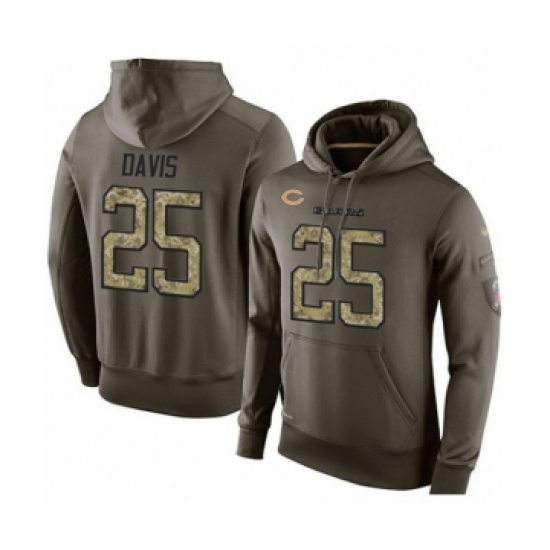 Football Mens Chicago Bears 25 Mike Davis Green Salute To Service Mens Pullover Hoodie