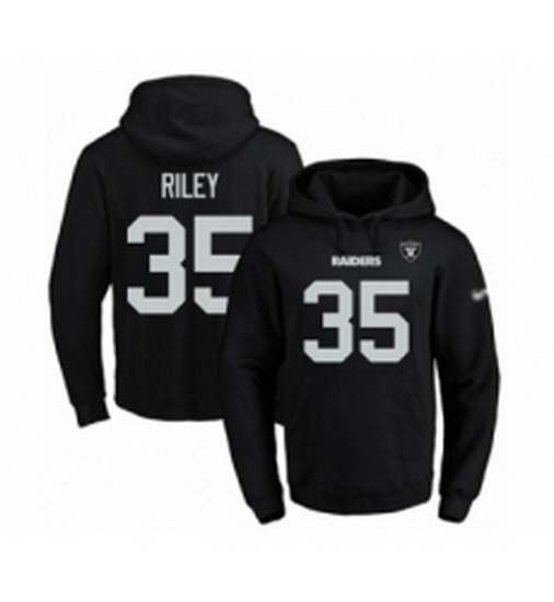 Football Mens Oakland Raiders 35 Curtis Riley Black Name Number Pullover Hoodie