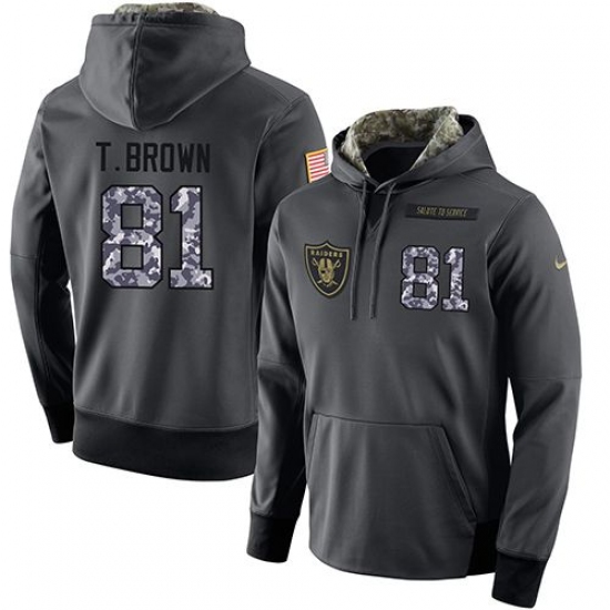 NFL Nike Oakland Raiders 81 Tim Brown Stitched Black Anthracite Salute to Service Player Performance