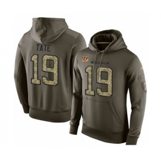 Football Mens Cincinnati Bengals 19 Auden Tate Green Salute To Service Pullover Hoodie