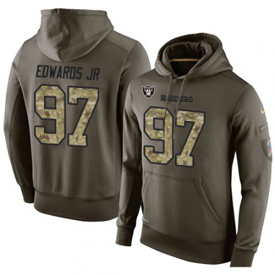 NFL Nike Oakland Raiders 97 Mario Edwards Jr Green Salute To Service Mens Pullover Hoodie