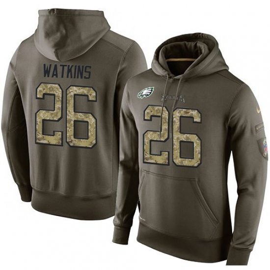 NFL Nike Philadelphia Eagles 26 Jaylen Watkins Green Salute To Service Mens Pullover Hoodie