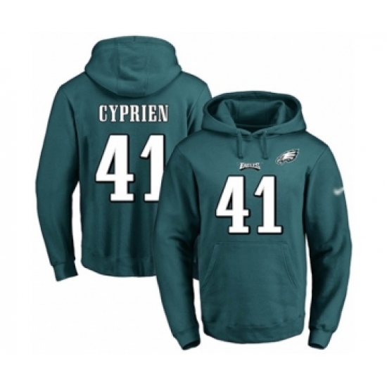 Football Mens Philadelphia Eagles 41 Johnathan Cyprien Green Name Number Pullover Hoodie